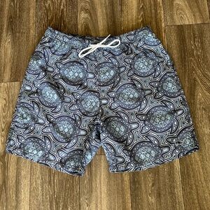 Vineyard Vines Blue Turtle Pattern Men's Large Swim Trunks